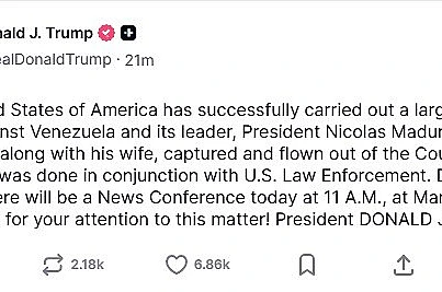 Trump, Venezuela’ya saldırıyı doğruladı: "Maduro ve eşi yakalanarak ülkeden çıkarıldı"
