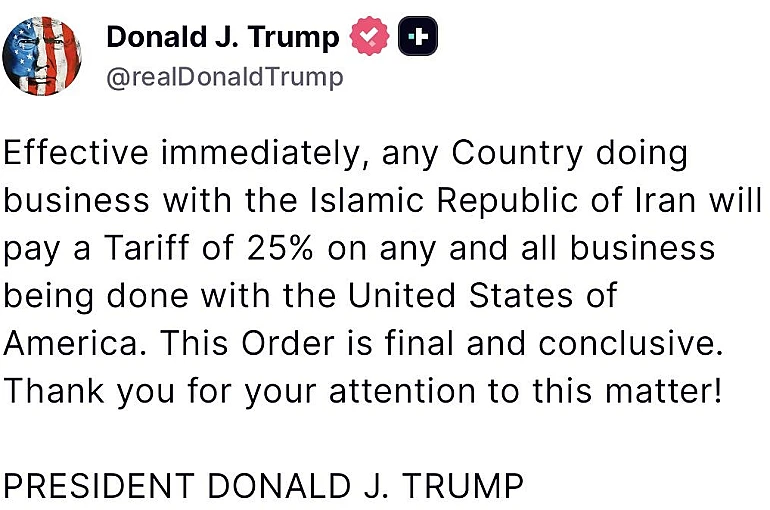 Trump’tan İran ile iş yapan ülkelere yaptırım kararı: "Yüzde 25 gümrük vergisi uygulanacak"