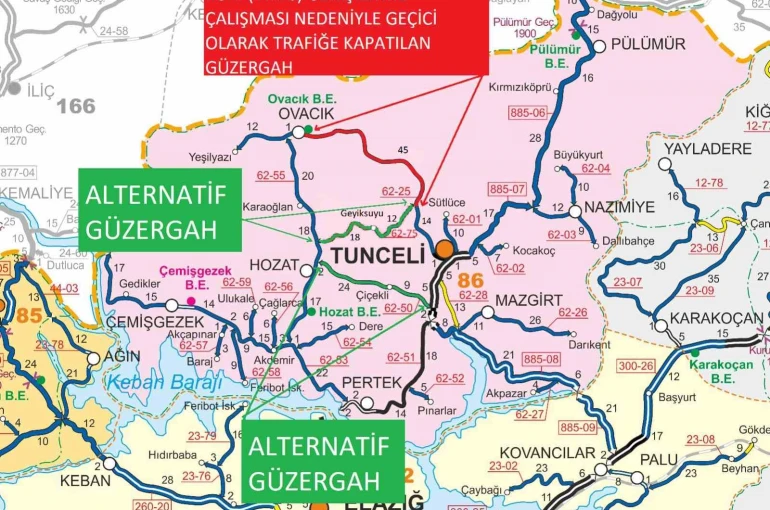 Tunceli-Ovacık yolunda ulaşım 2 gün süreyle durdurulacak 