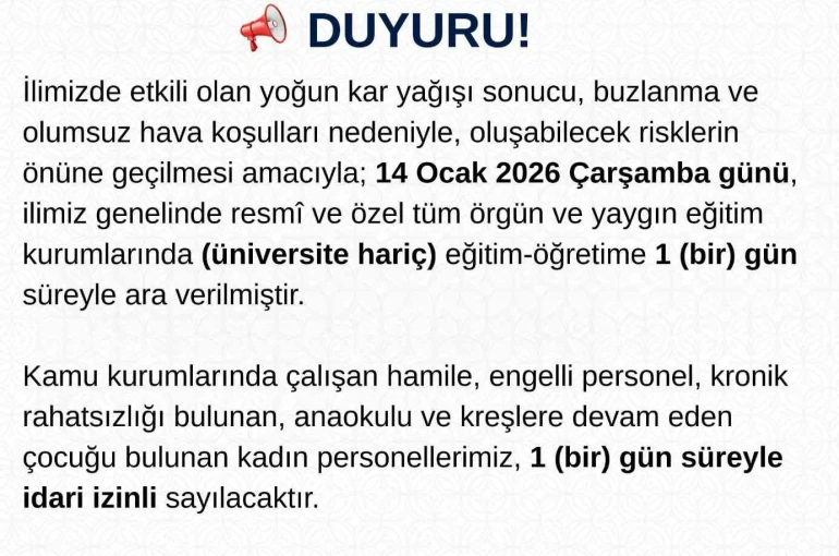 Tunceli’de eğitime 1 gün daha ara verildi 