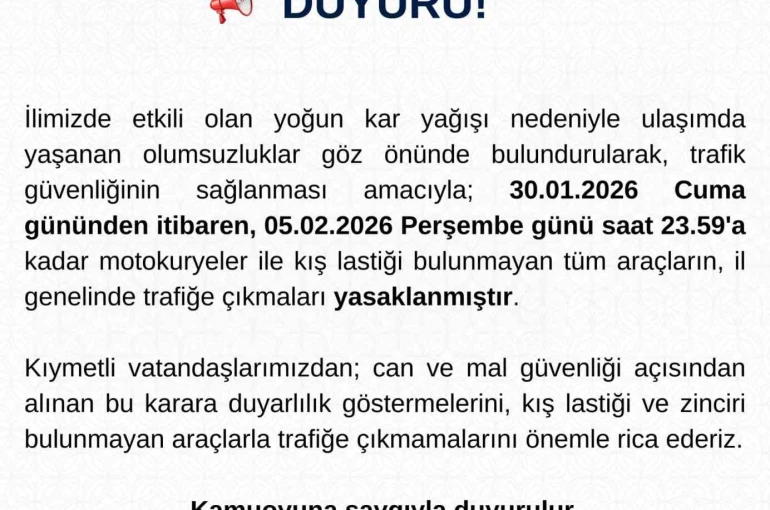 Tunceli’de motokuryeler ve kış lastiği olmayan araçların trafiğe çıkışı yasaklandı 