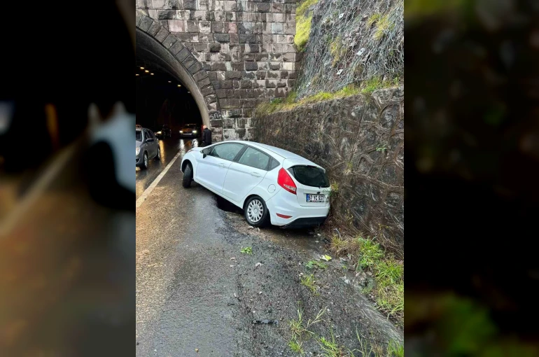 Tünelde kontrolden çıktı, duvara çarptı 