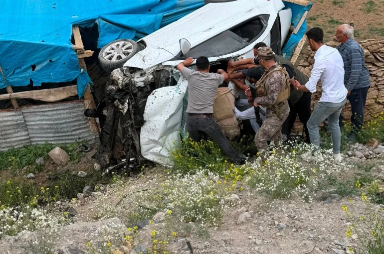 Tuzluca-Iğdır karayolunda otomobil şarampole devrildi: 2 yaralı