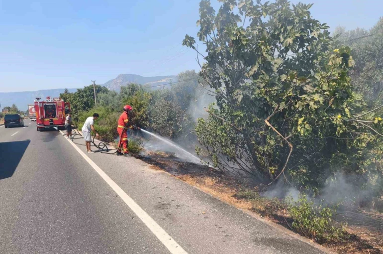 Ula’da yol kenarında başlayan alevler korkuttu