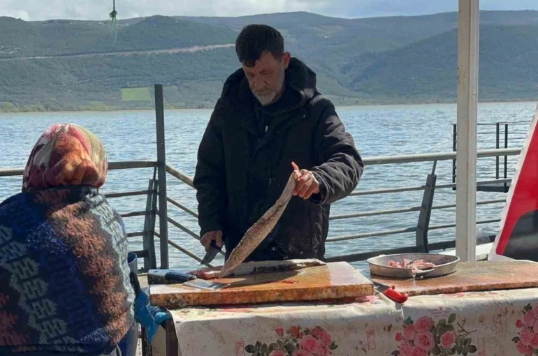 Ulubat Gölü’nde su çok olunca yakalanamayan turna sezonu pahalı açıldı 