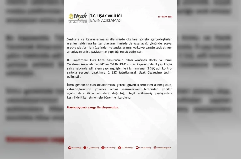 Uşak’ta asılsız paylaşımlara yönelik 1 şüpheli tutuklandı 