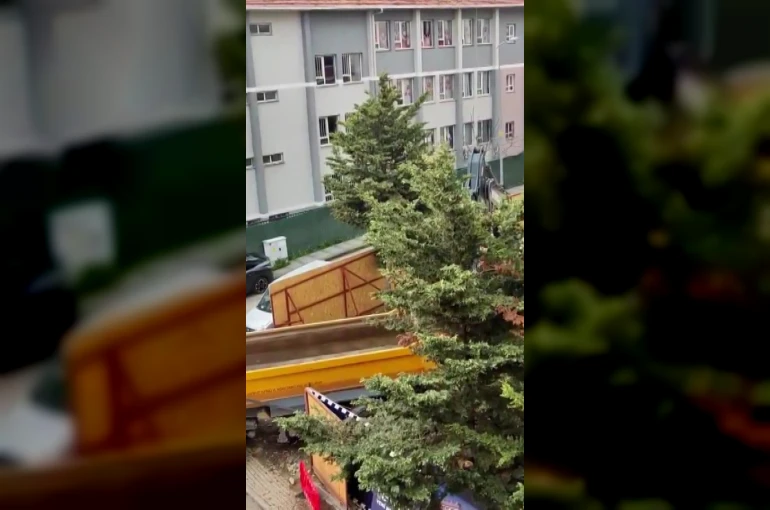 Üsküdar Belediyesi’nin ruhsat verdiği inşaat alanında ağaçlar kesildi 