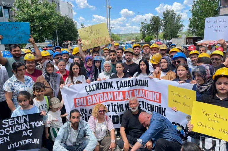 Uzunköprü’de 6 gündür eylem yapan madenciler aileleriyle birlikte yürüdü