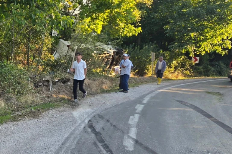 Virajı alamayan minibüs devrildi: 2 yaralı