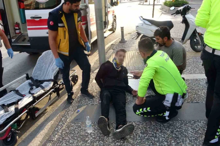 Yayaya çarpmamak için motosikleti devirdi: 1 yaralı 