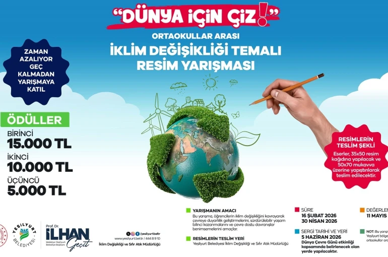 Yeşilyurt Belediyesi iklim değişikliği temalı okullar arası resim yarışması düzenliyor 