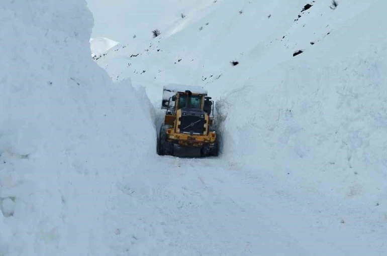 Yüksekova’da mezra yoluna düşen çığ temizlendi 