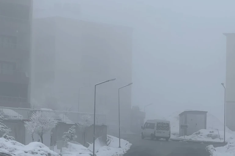 Yüksekova’da yoğun sis seyirlik görüntüler oluşturdu 