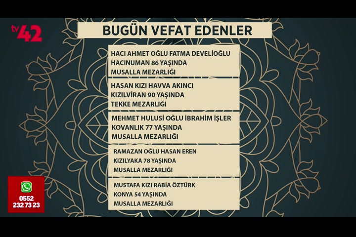 Konya'da bugün vefat edenler | 5 Mart 2026